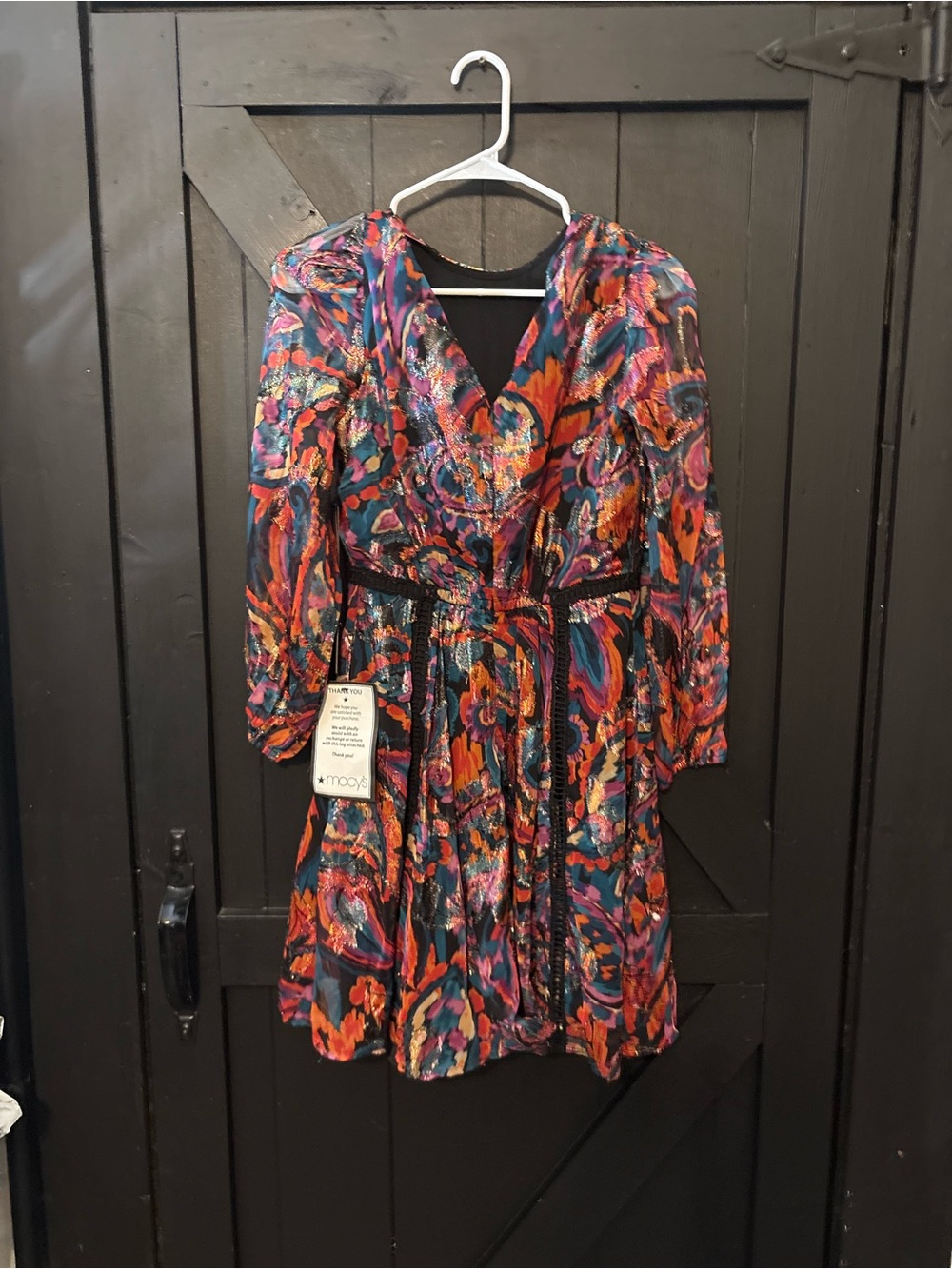 Vince Camuto Multicolor Swirl Print Long Sleeve Dress